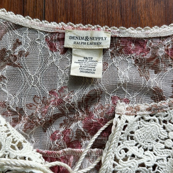 🩷🩷NWOT Vintage Denim & Supply Ralph Lauren Sheer Boho Long Sleeved Top🩷🩷 - Picture 9 of 10